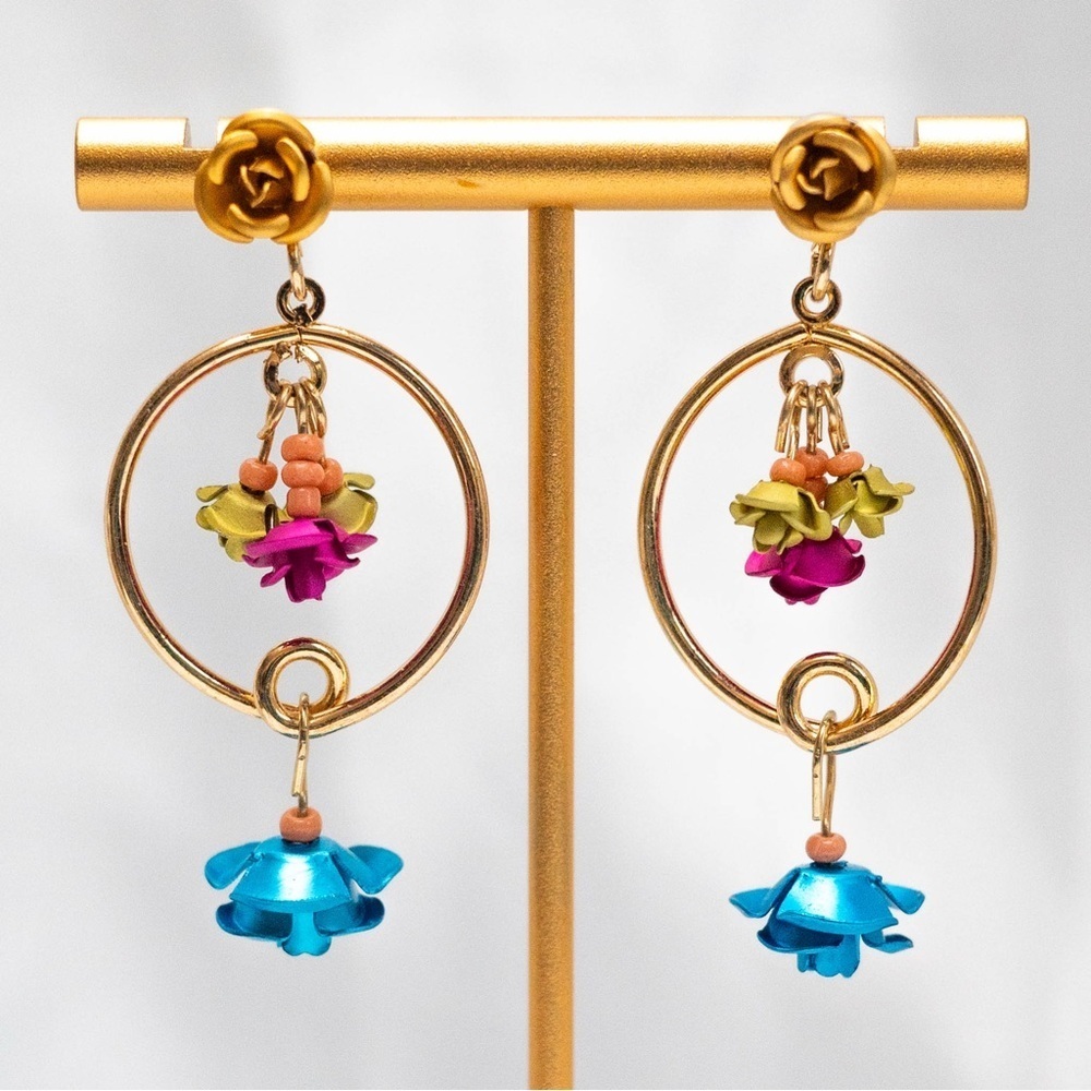 Anthropologie Mora Floral Gold Earrings